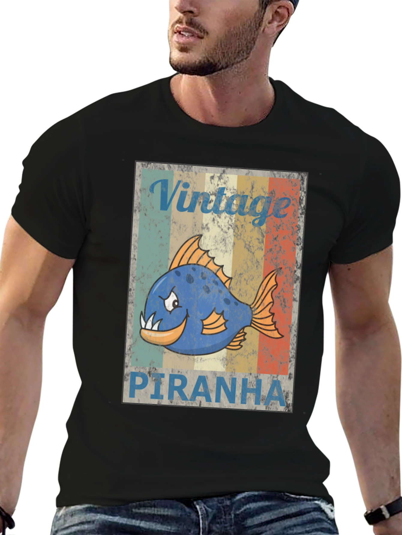 Vintage Piranha Graphic T-Shirt