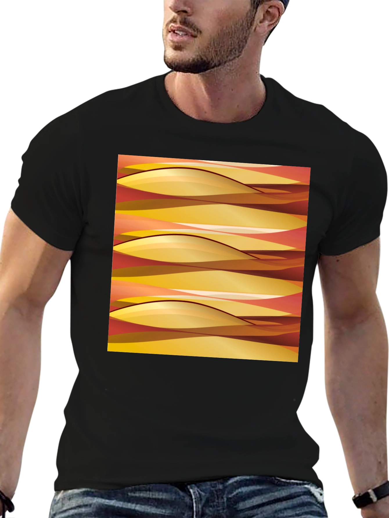 Abstract Wave Pattern Graphic Tee