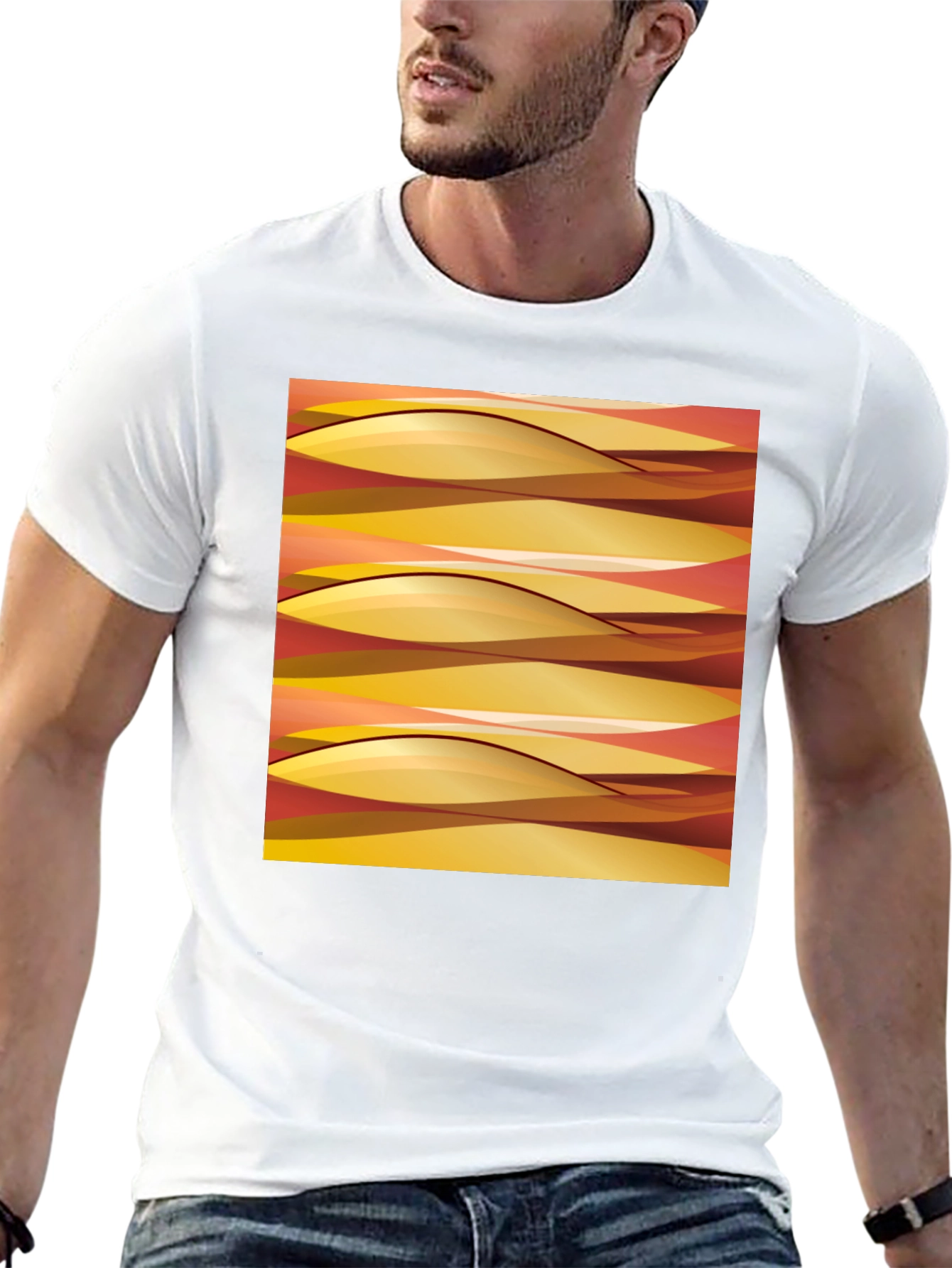 Abstract Wave Pattern Graphic Tee