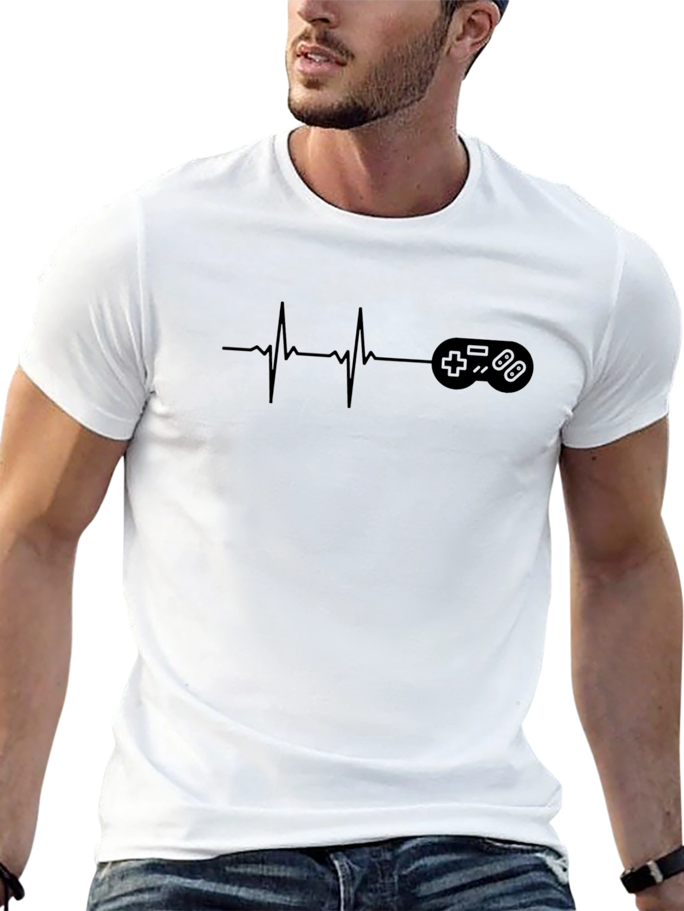 Gamer Heartbeat T-Shirt - Black Graphic Tee