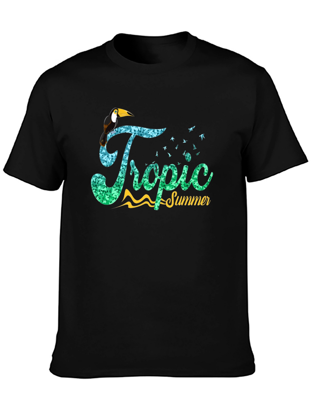 Tropic Summer Black Graphic Tee
