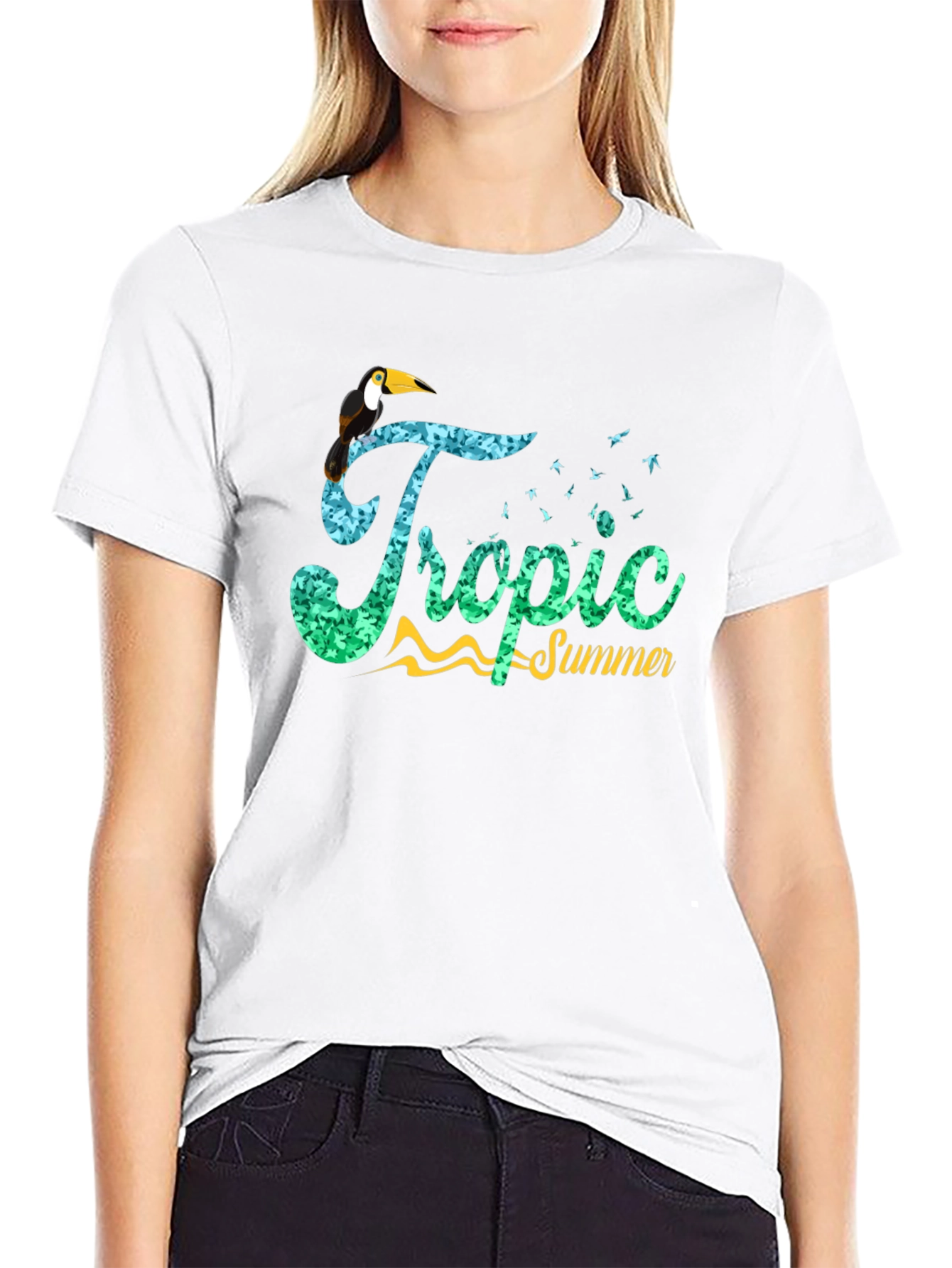 Tropic Summer Black Graphic Tee