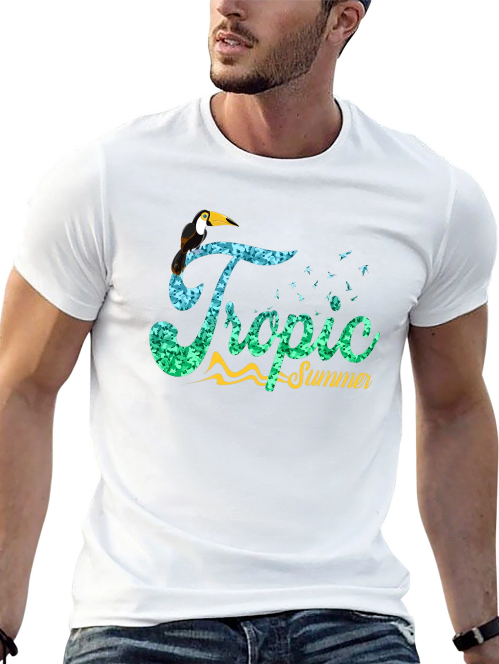 Tropic Summer Black Graphic Tee