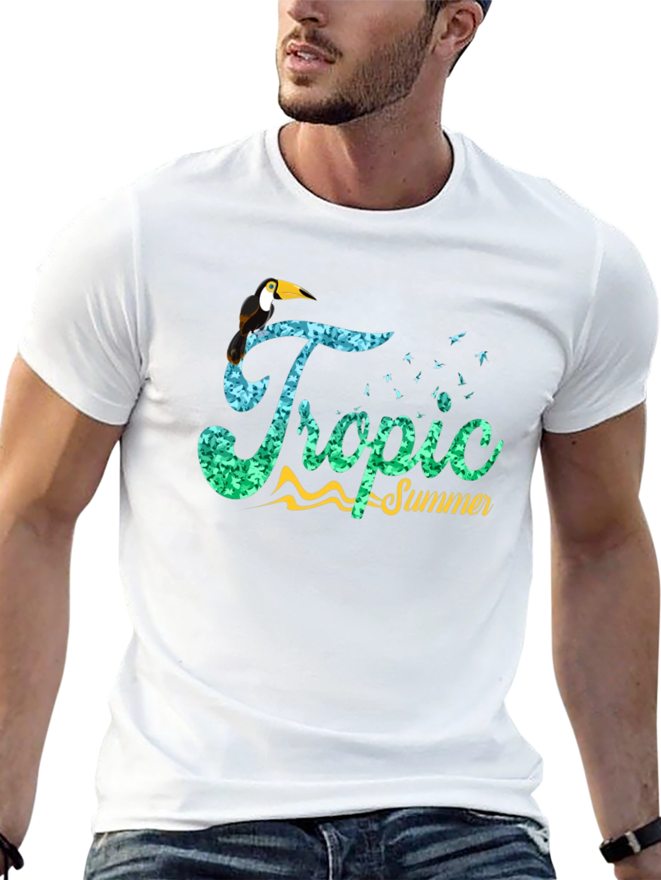 Tropic Summer Black Graphic Tee