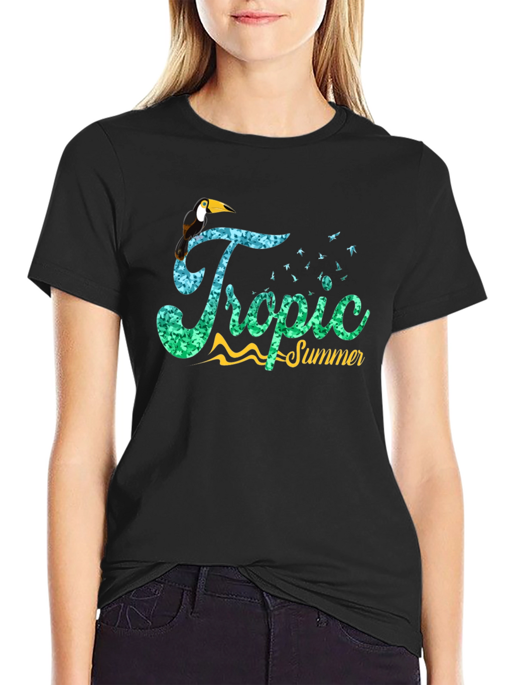 Tropic Summer Black Graphic Tee