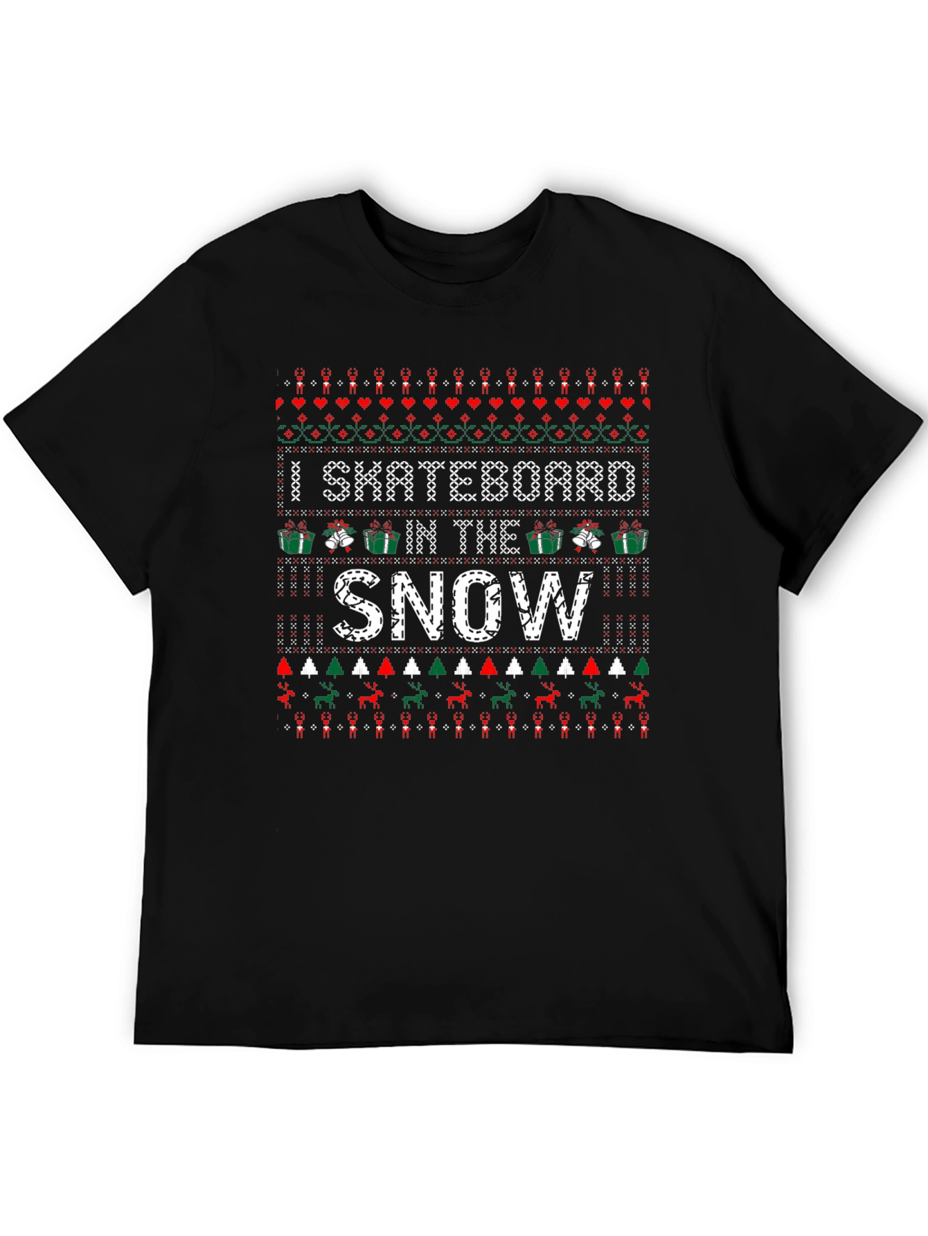 I Skateboard in the Snow Ugly Christmas Sweater T-Shirt