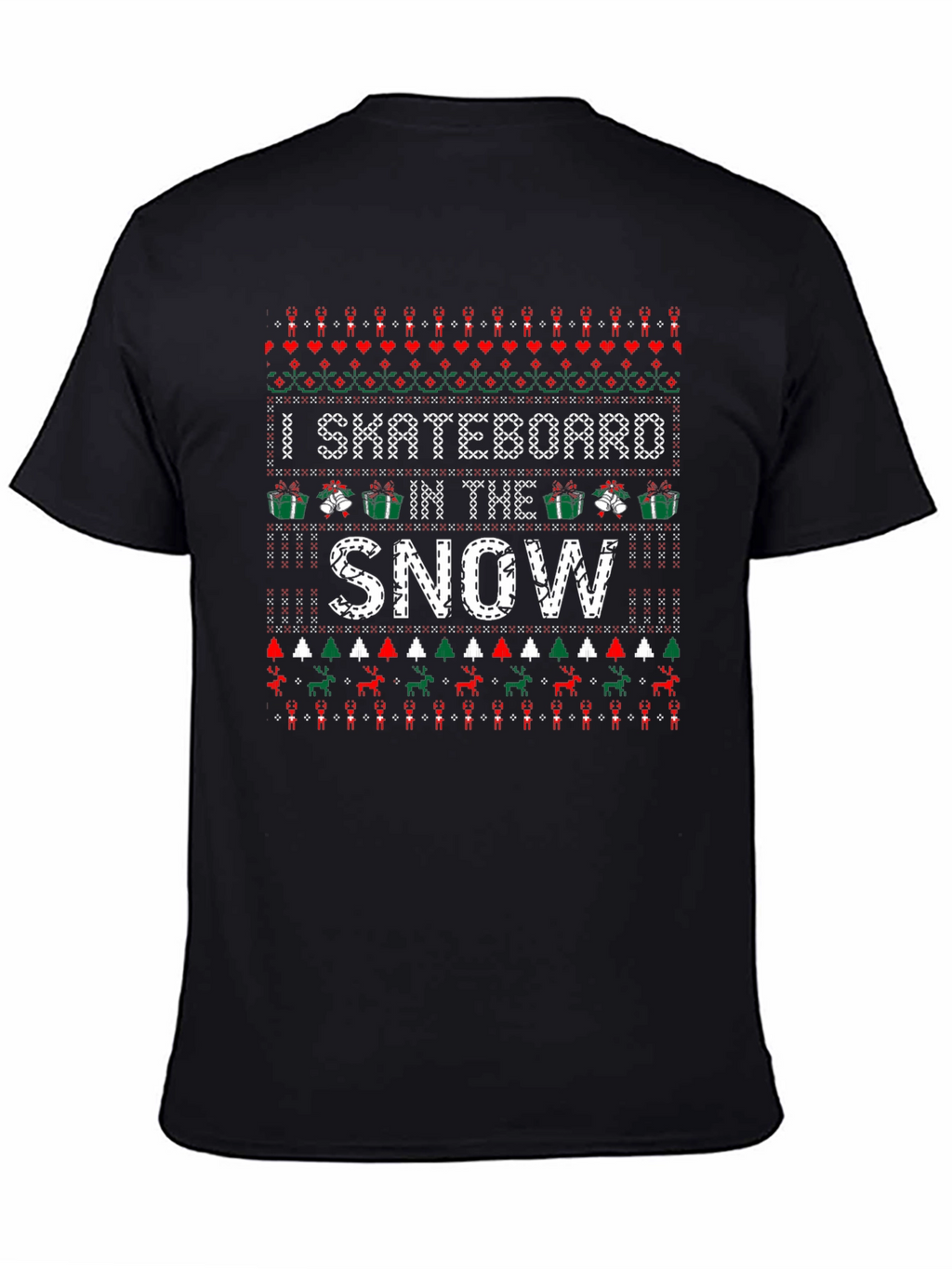 I Skateboard in the Snow Ugly Christmas Sweater T-Shirt