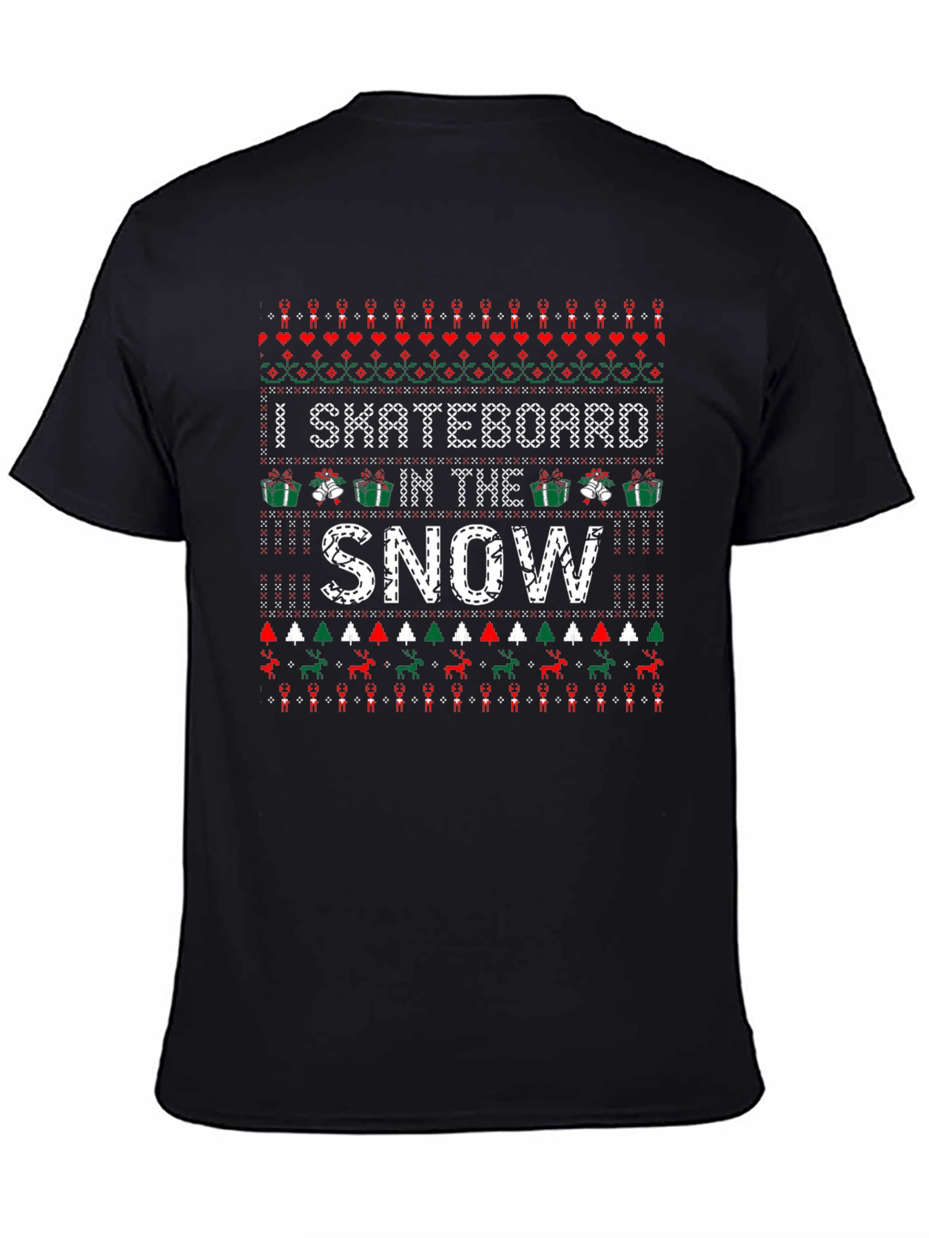 I Skateboard in the Snow Ugly Christmas Sweater T-Shirt