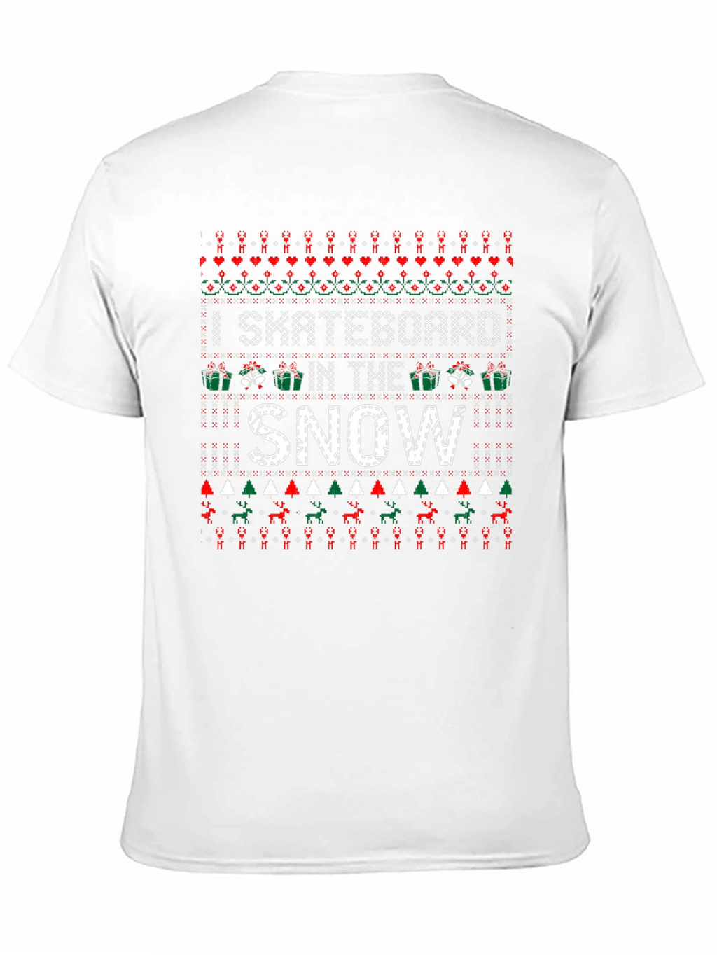 I Skateboard in the Snow Ugly Christmas Sweater T-Shirt