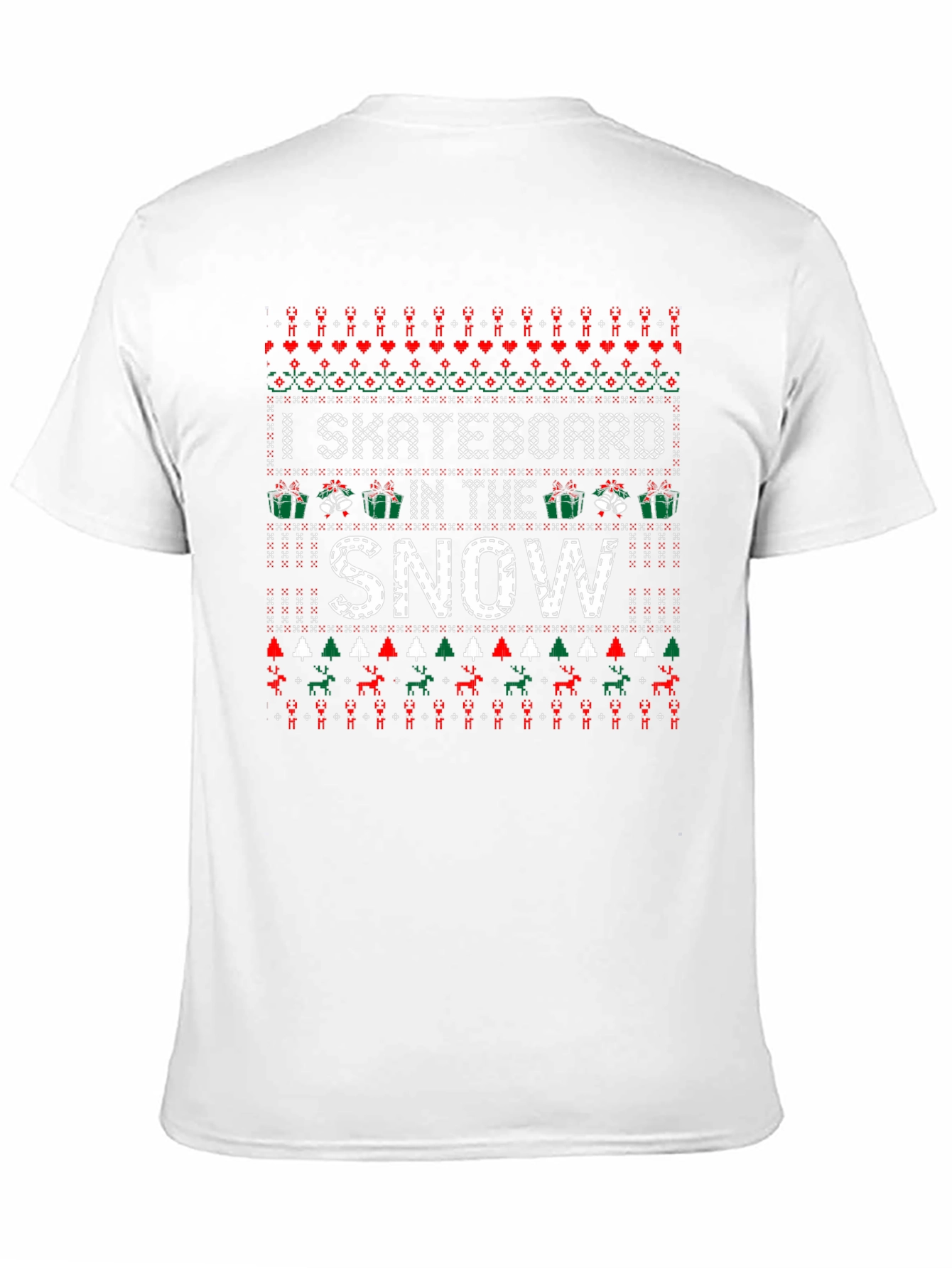 I Skateboard in the Snow Ugly Christmas Sweater T-Shirt