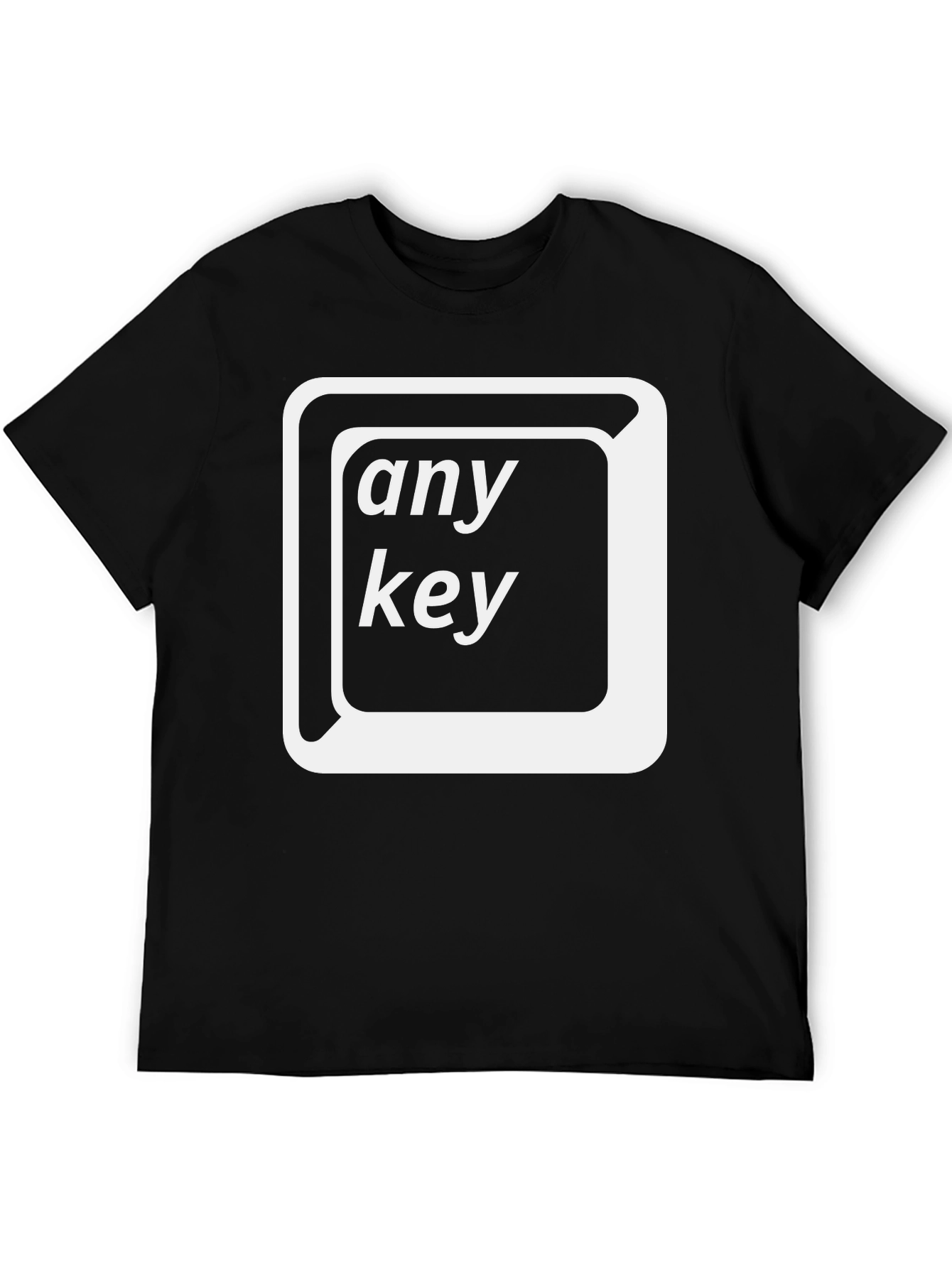 Any Key Black T-Shirt - Novelty Geek Humor