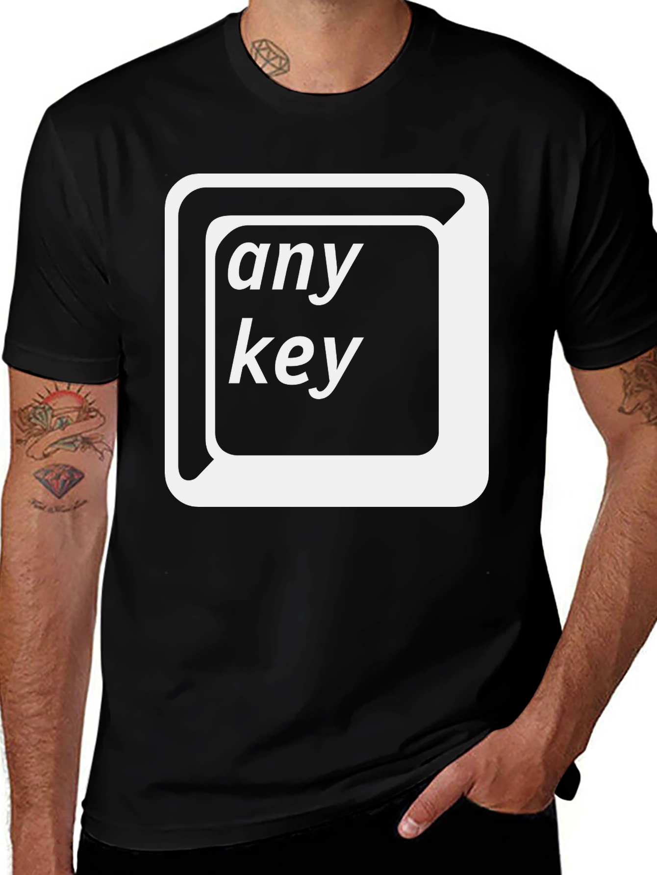 Any Key Black T-Shirt - Novelty Geek Humor