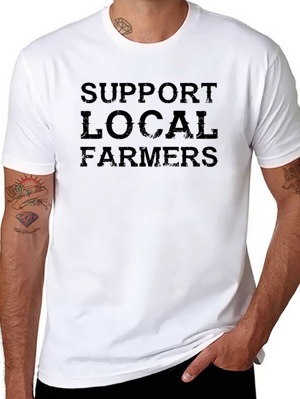 Support Local Farmers Black Cotton T-Shirt