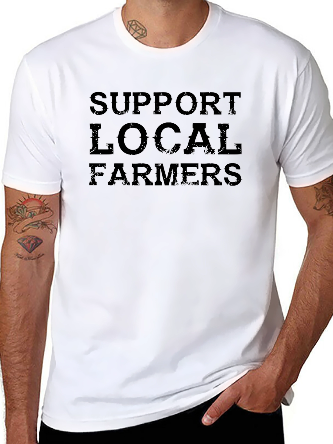 Support Local Farmers Black Cotton T-Shirt