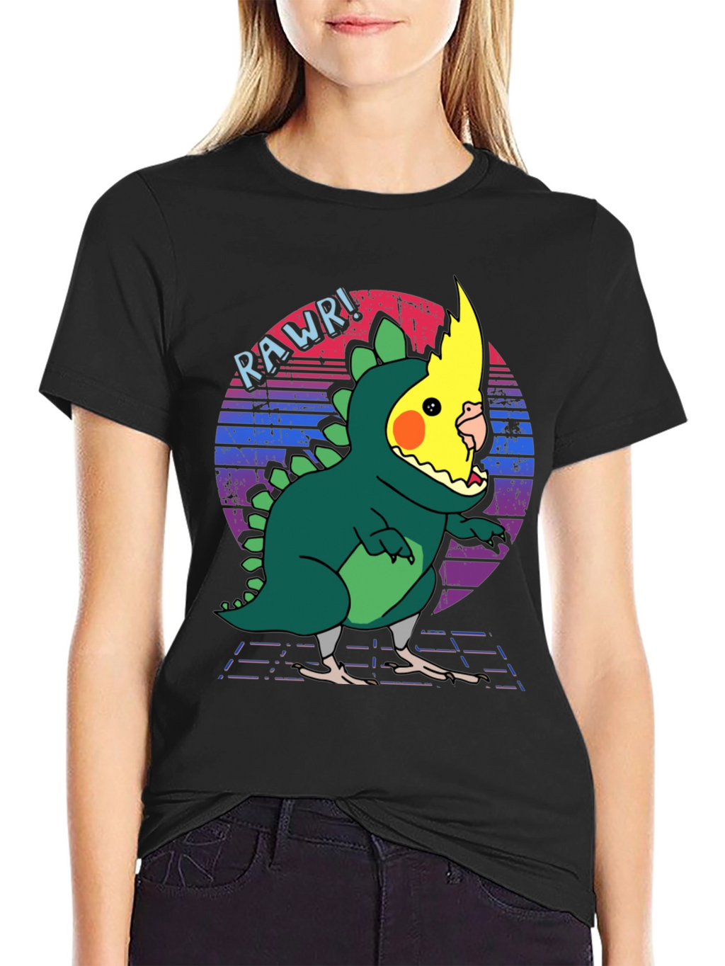 Retro Rawr! Parrot Dinosaur T-Shirt