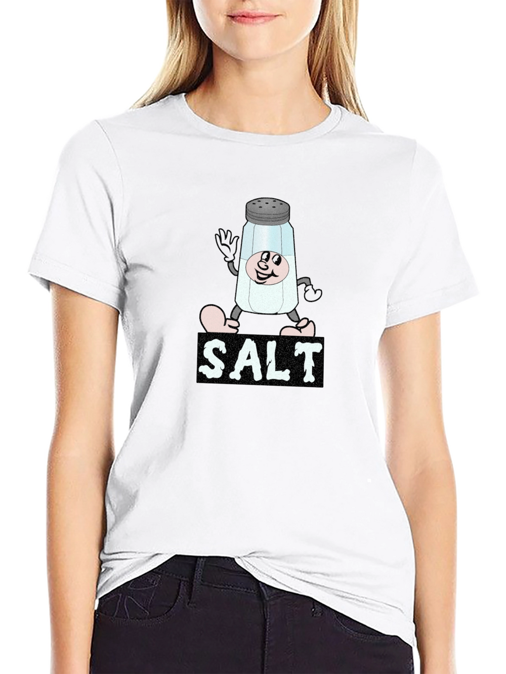 Cartoon Salt Shaker Black T-Shirt