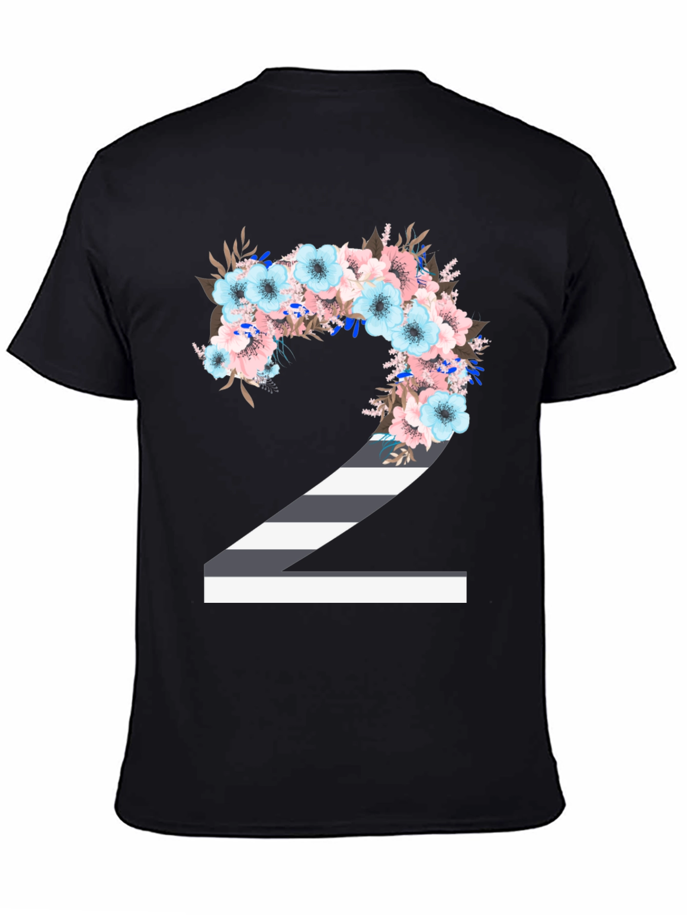 Floral Number 2 T-Shirt - Unique Birthday Tee