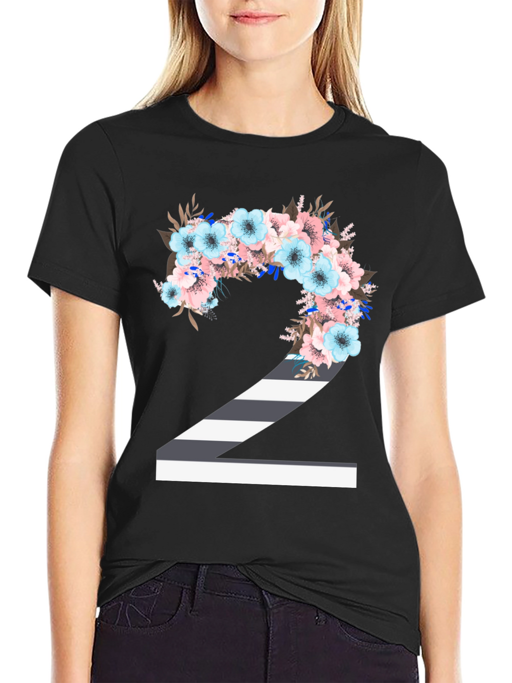Floral Number 2 T-Shirt - Unique Birthday Tee