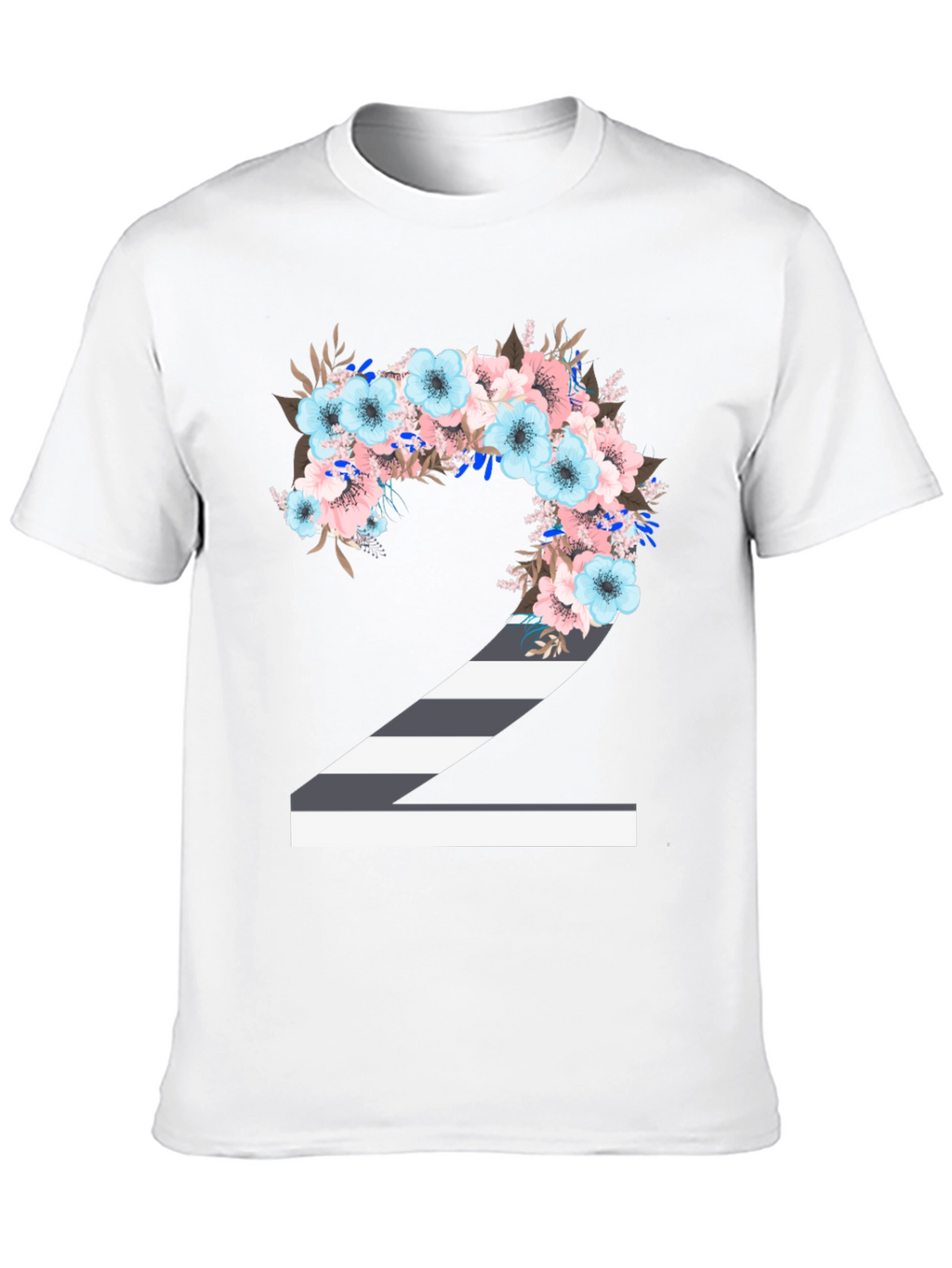 Floral Number 2 T-Shirt - Unique Birthday Tee