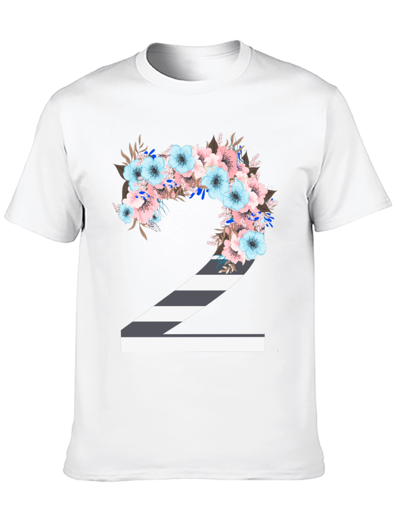 Floral Number 2 T-Shirt - Unique Birthday Tee