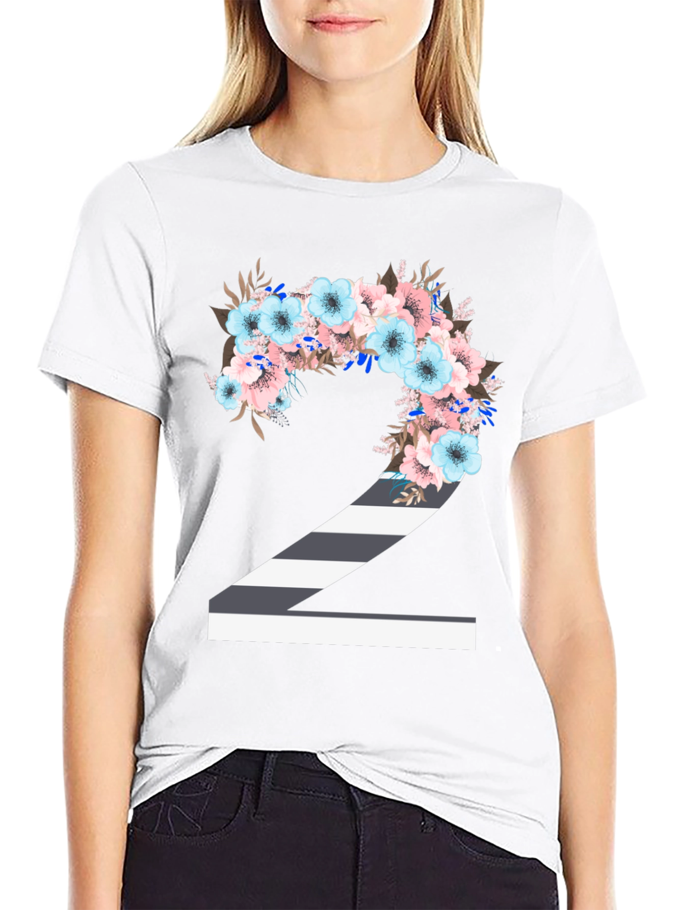 Floral Number 2 T-Shirt - Unique Birthday Tee