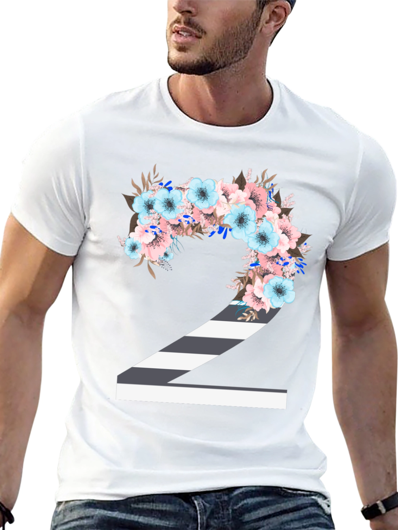 Floral Number 2 T-Shirt - Unique Birthday Tee