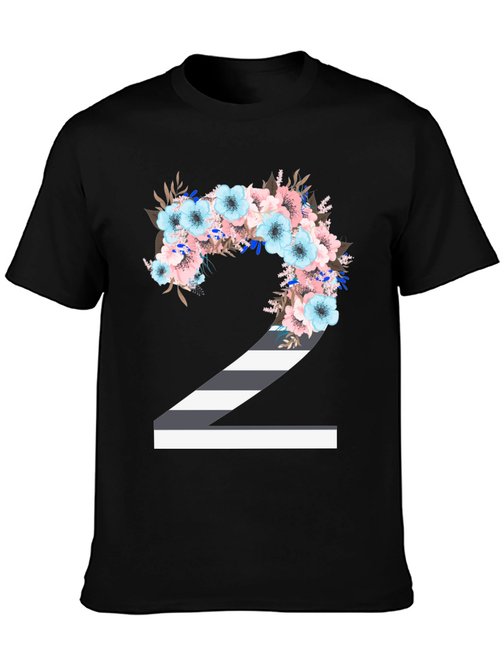 Floral Number 2 T-Shirt - Unique Birthday Tee