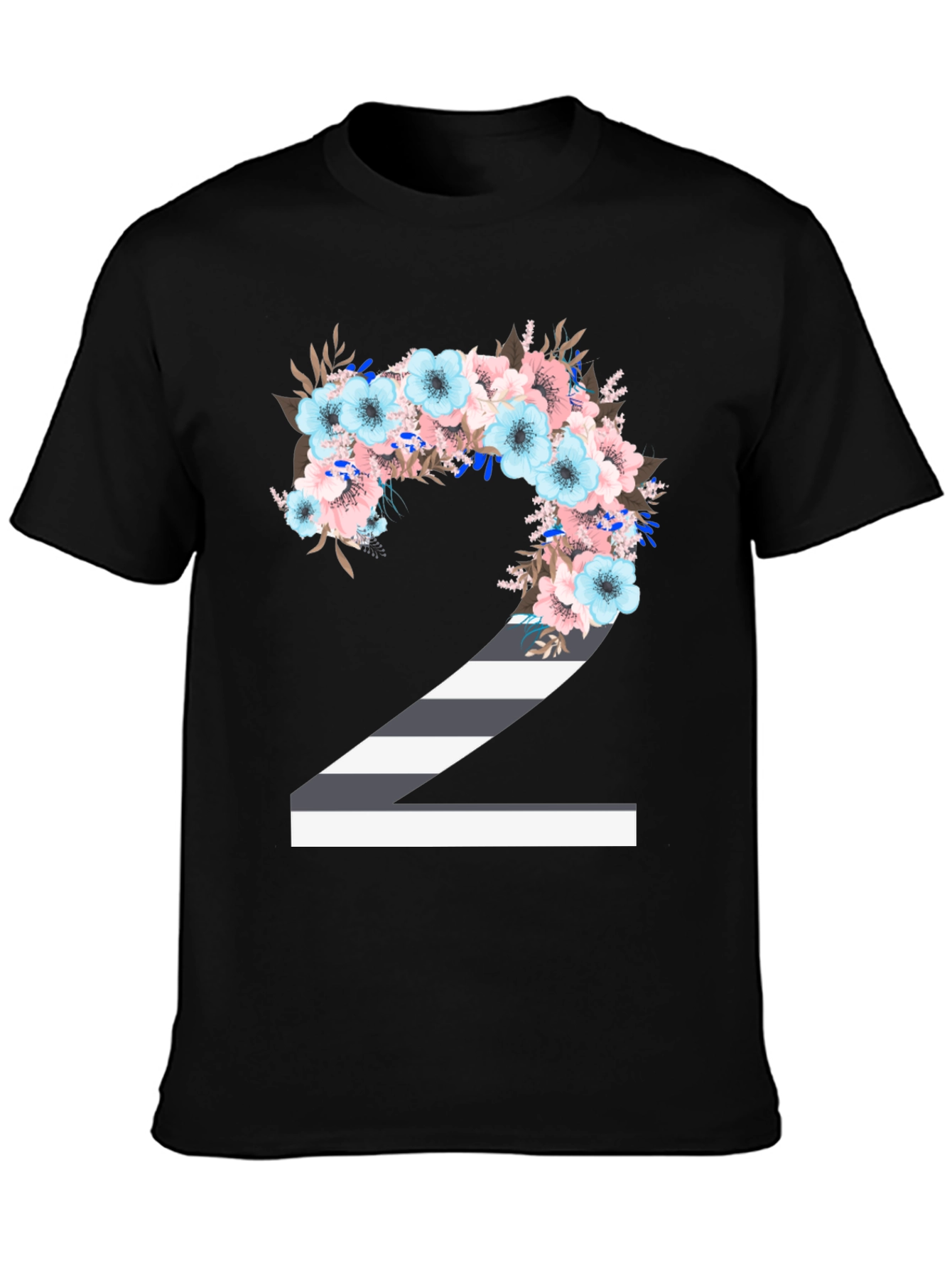 Floral Number 2 T-Shirt - Unique Birthday Tee