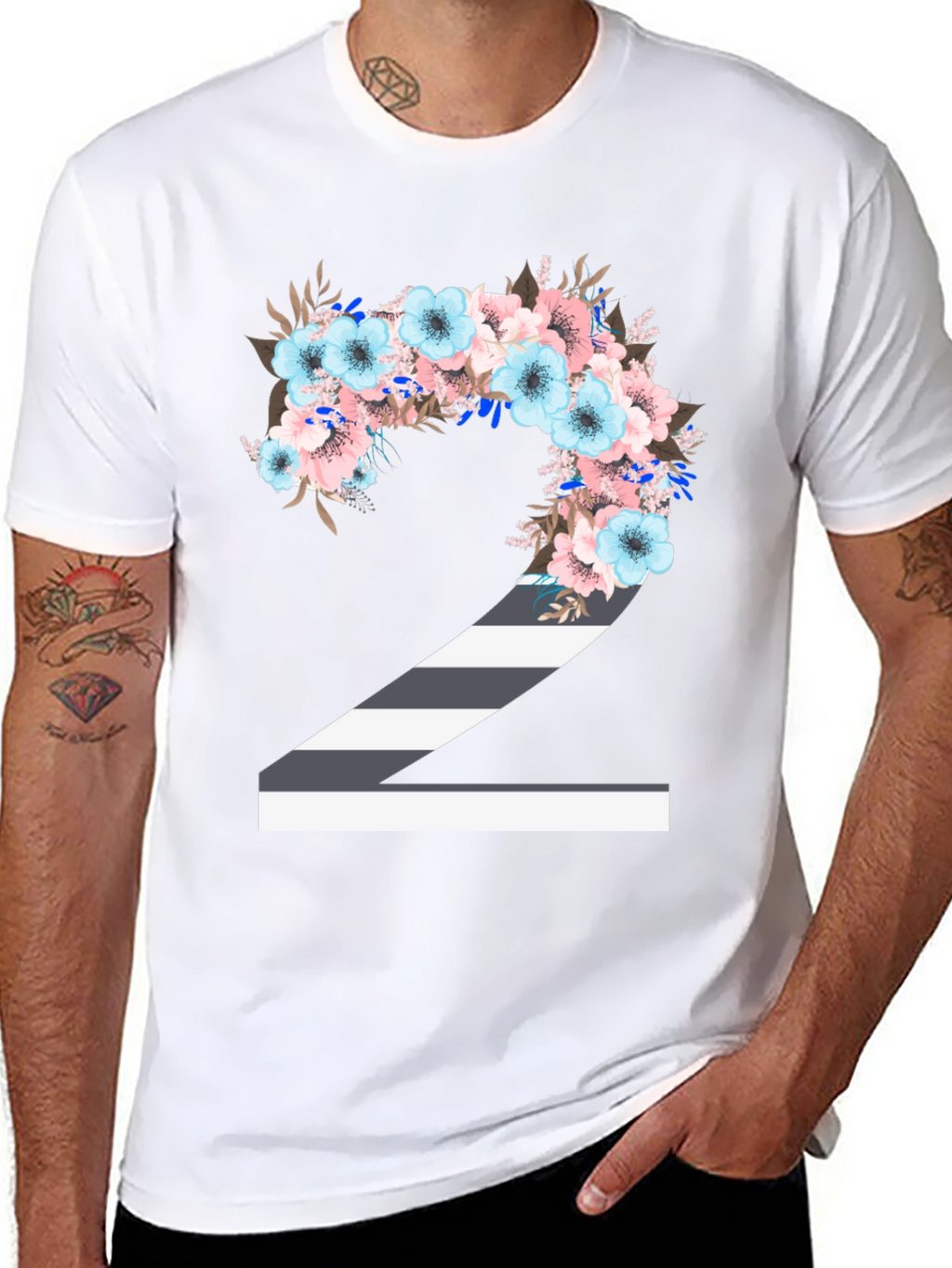 Floral Number 2 T-Shirt - Unique Birthday Tee