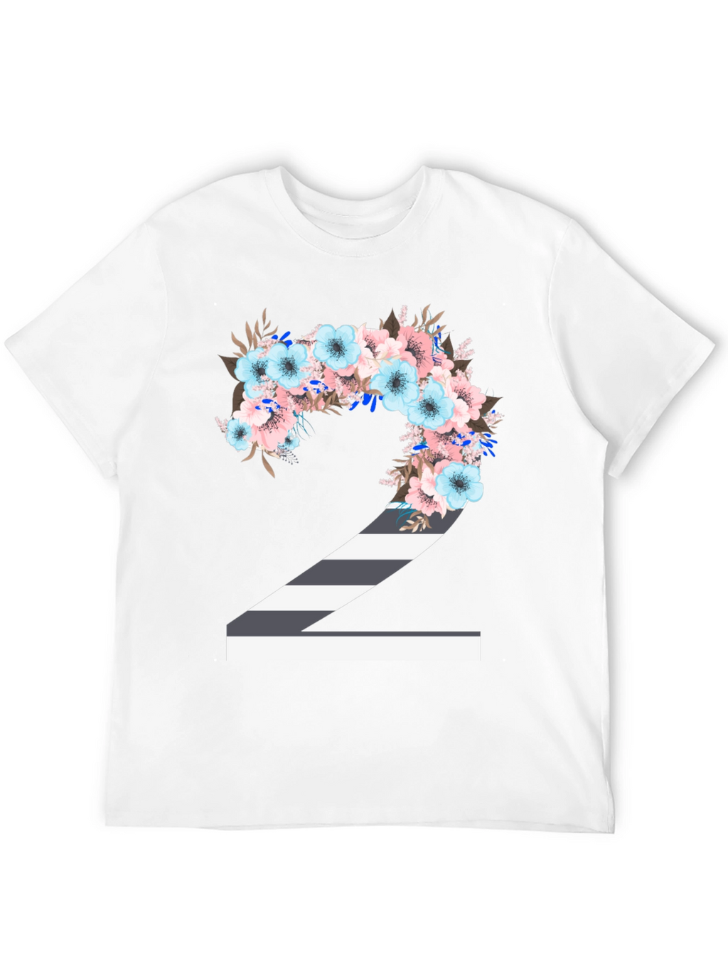 Floral Number 2 T-Shirt - Unique Birthday Tee