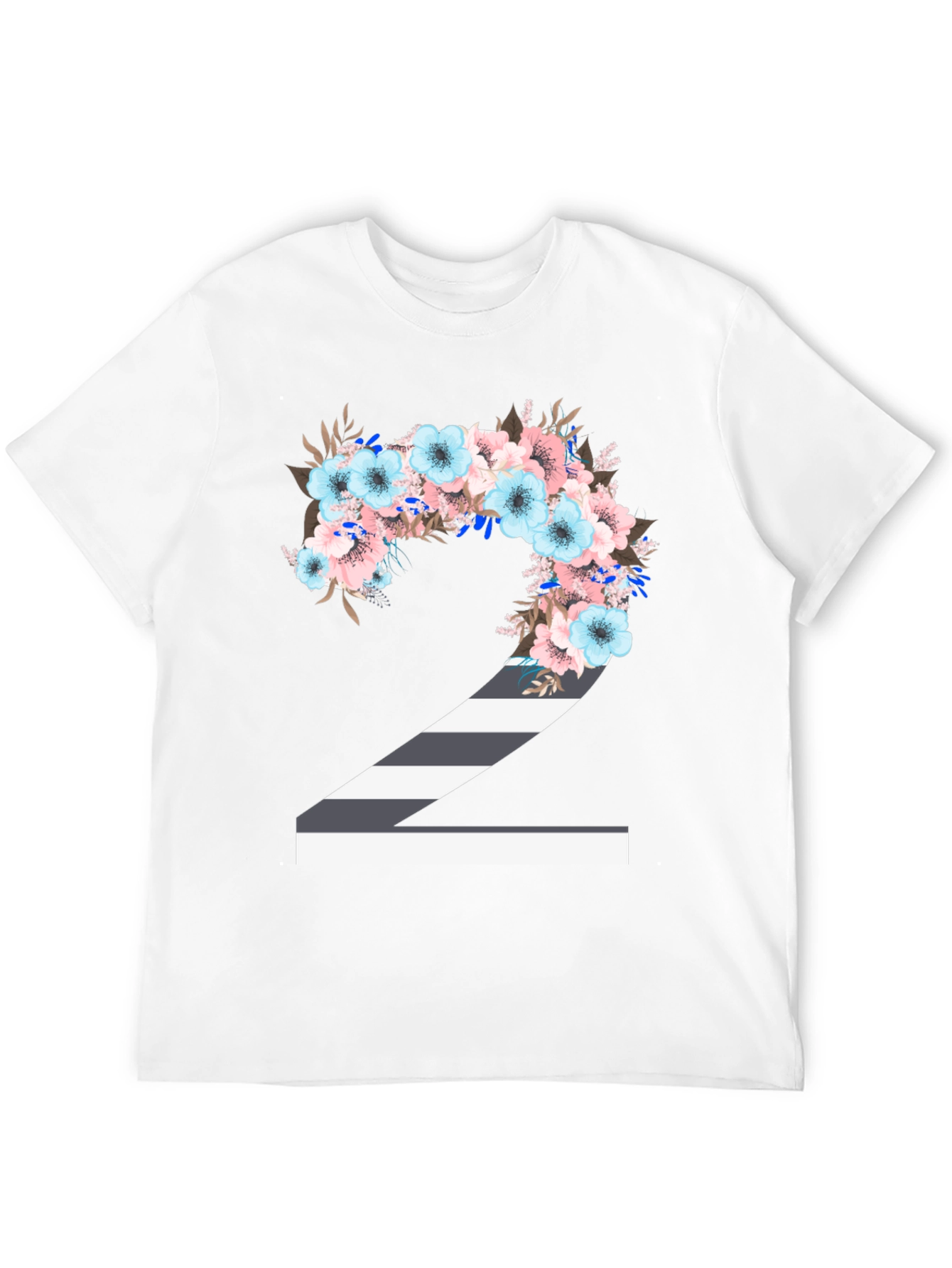 Floral Number 2 T-Shirt - Unique Birthday Tee
