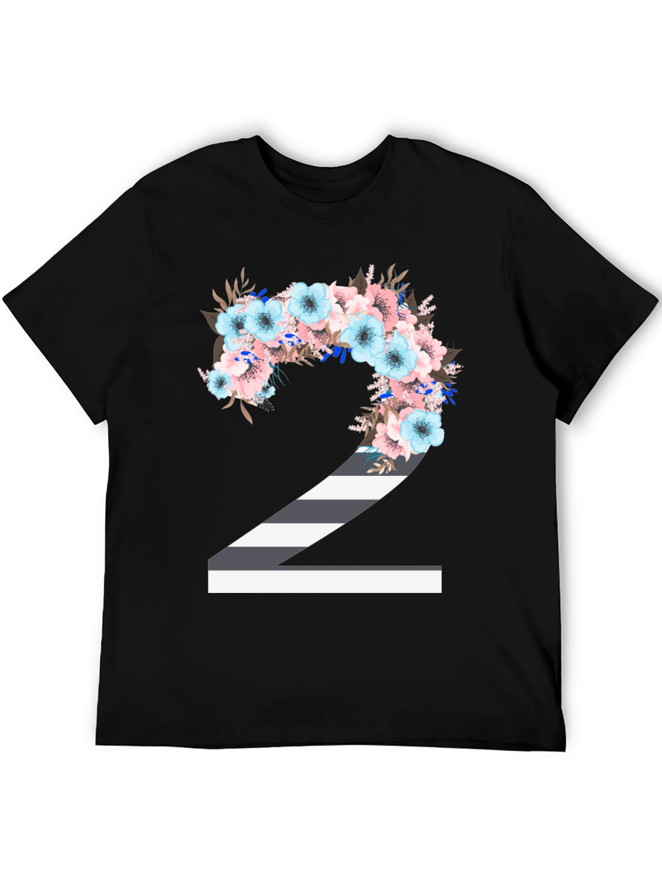Floral Number 2 T-Shirt - Unique Birthday Tee