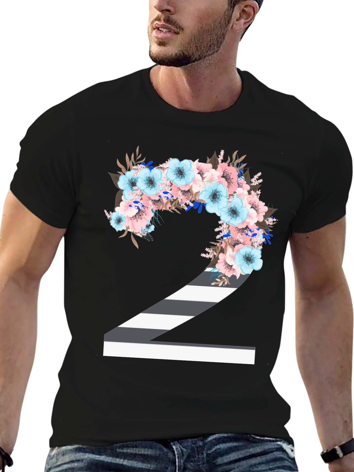 Floral Number 2 T-Shirt - Unique Birthday Tee