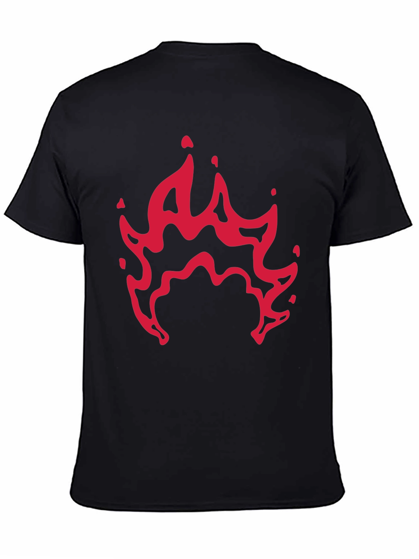 Mens Black T-Shirt with Red Flame Graphic