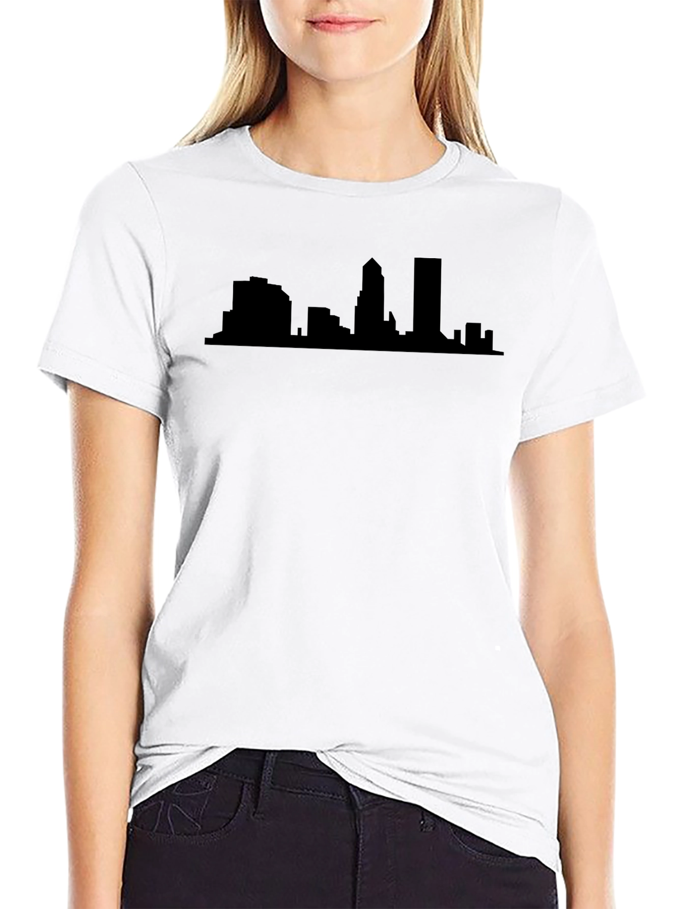 Urban Skyline Graphic Tee - Black