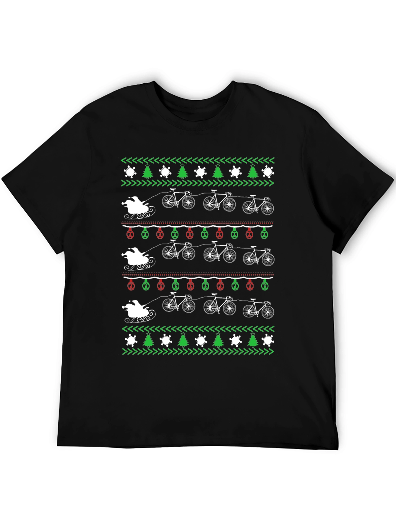 Cycling Santa Christmas Sweater T-Shirt