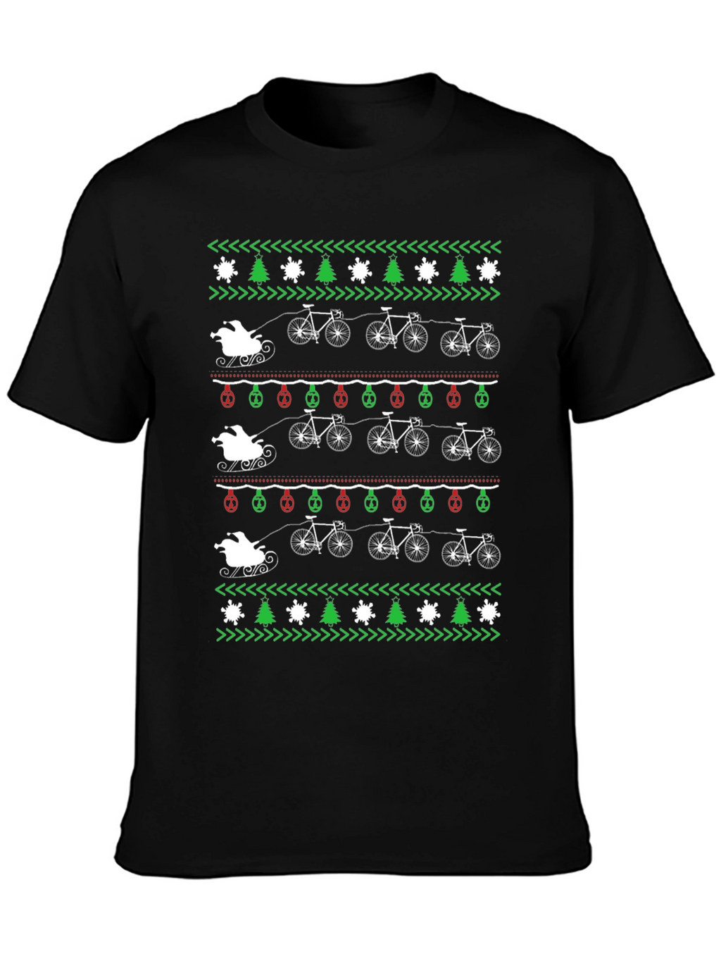 Cycling Santa Christmas Sweater T-Shirt