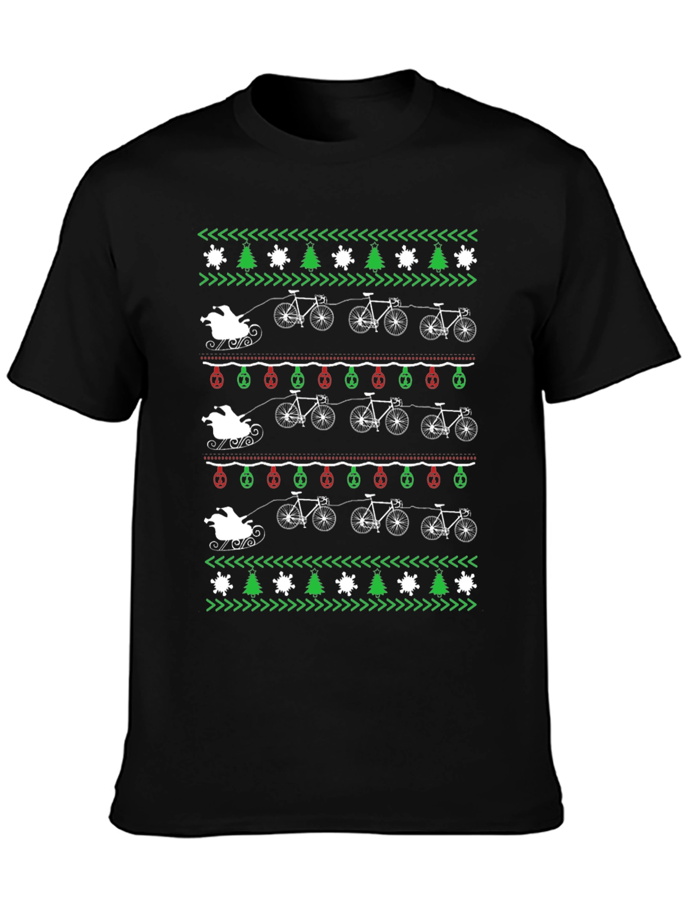 Cycling Santa Christmas Sweater T-Shirt