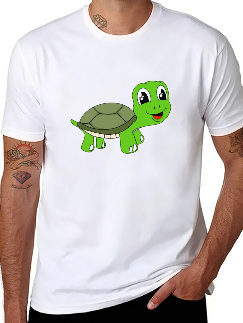 Cute Turtle Graphic T-Shirt - Black