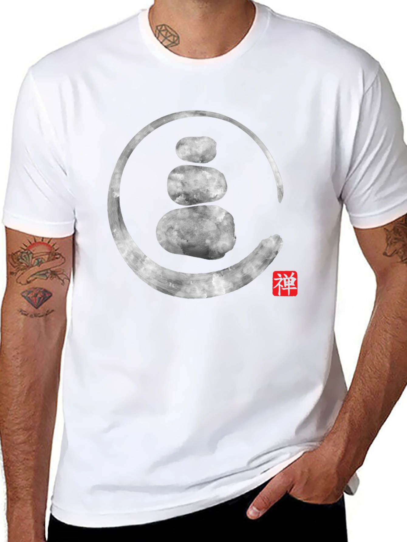 Zen Stone Circle Graphic Tee - Spiritual Style