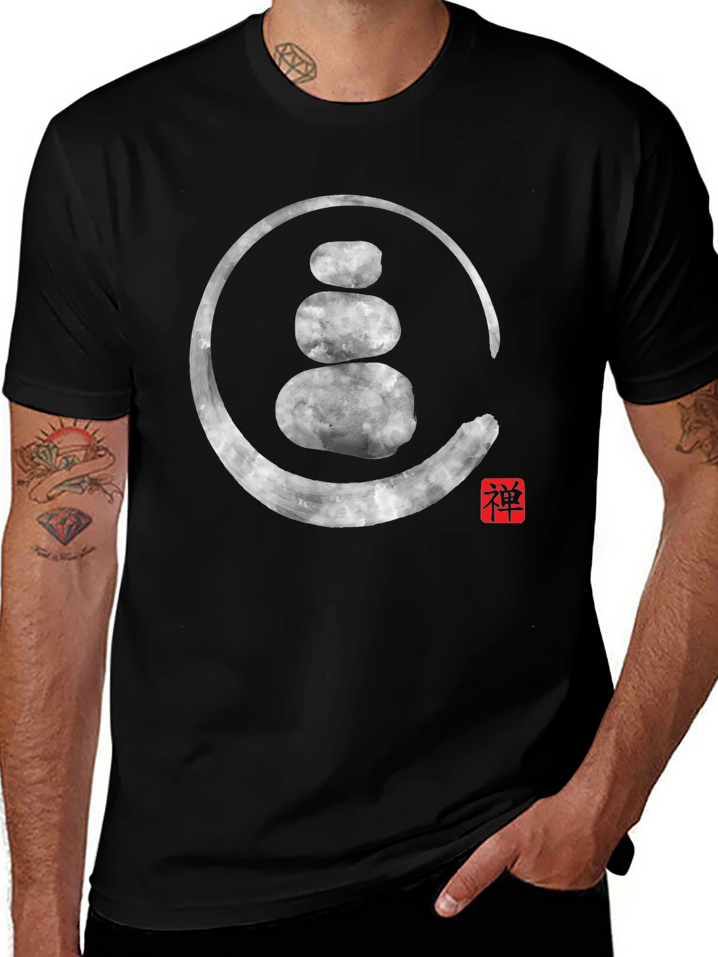 Zen Stone Circle Graphic Tee - Spiritual Style