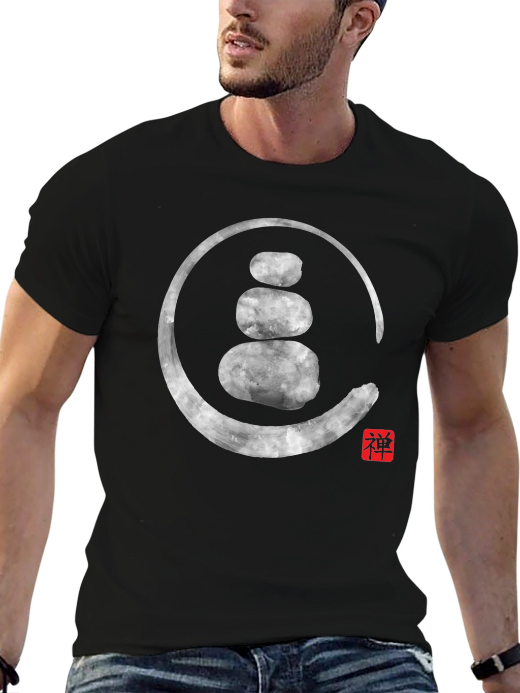 Zen Stone Circle Graphic Tee - Spiritual Style