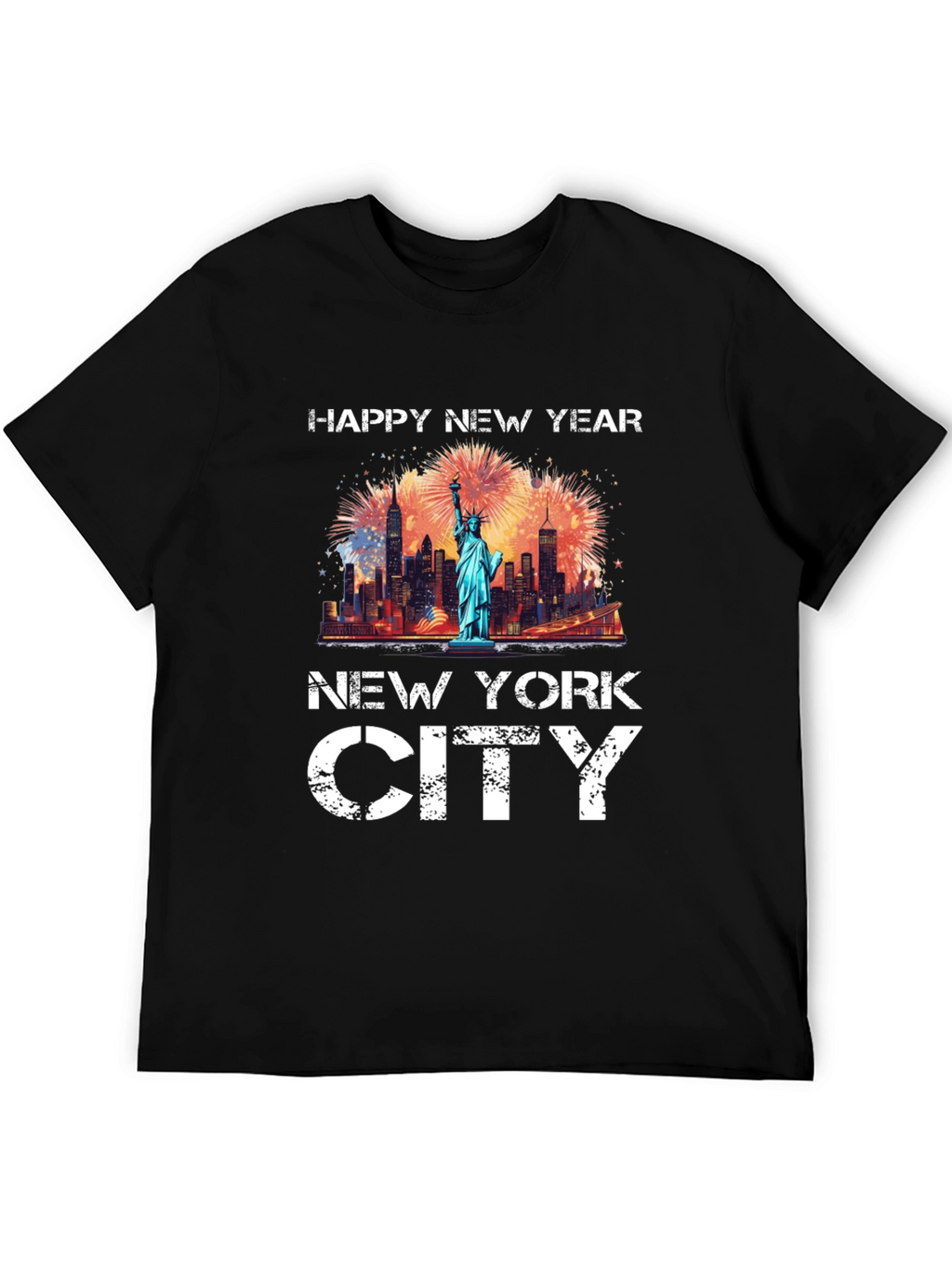 Happy New Year New York City Black T-Shirt