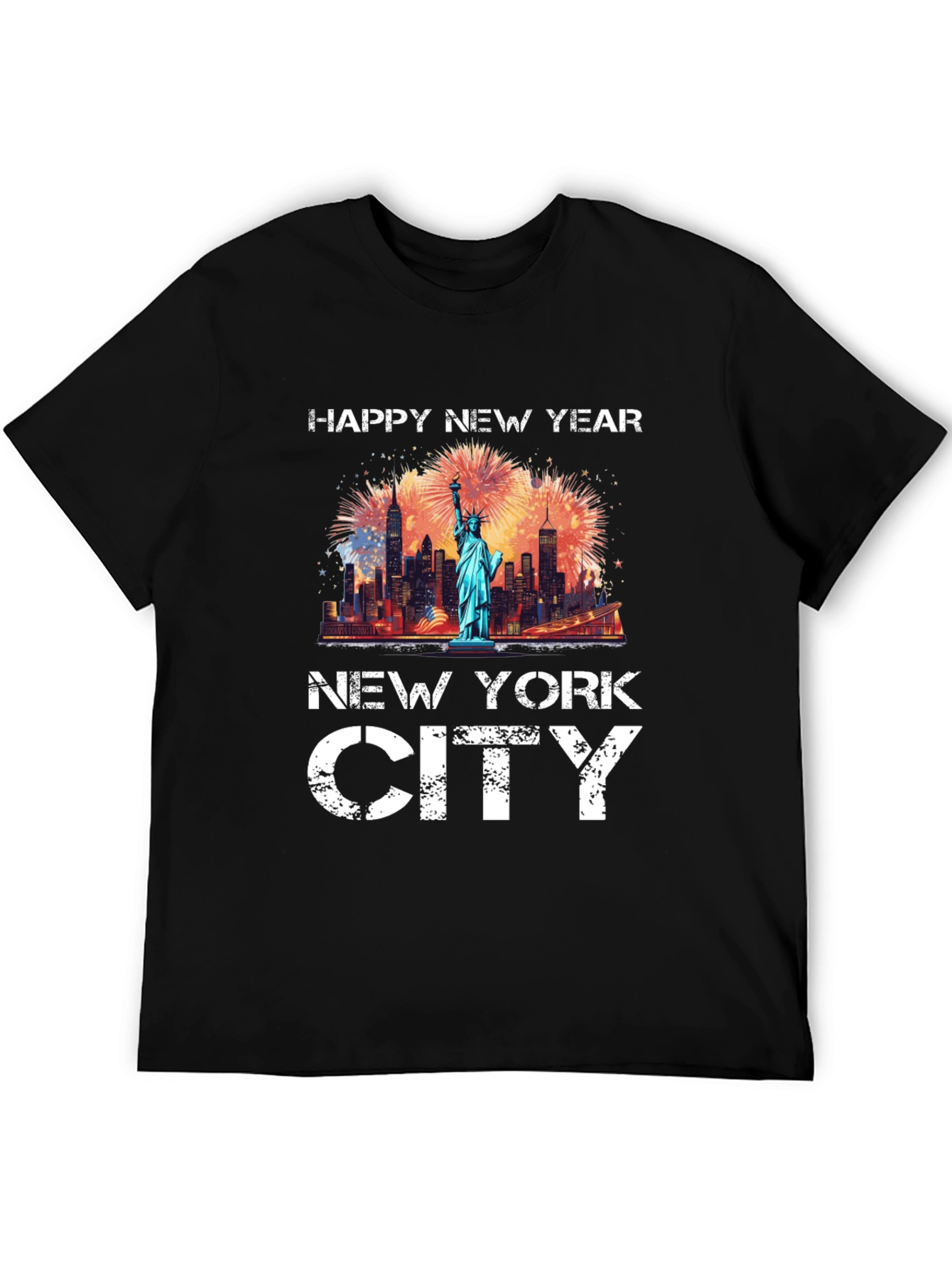 Happy New Year New York City Black T-Shirt