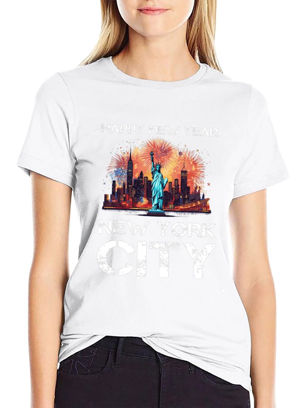 Happy New Year New York City Black T-Shirt
