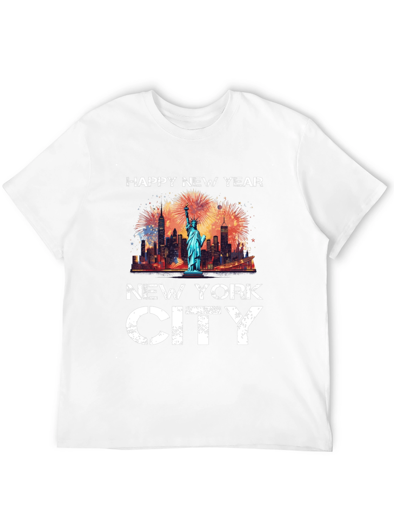 Happy New Year New York City Black T-Shirt