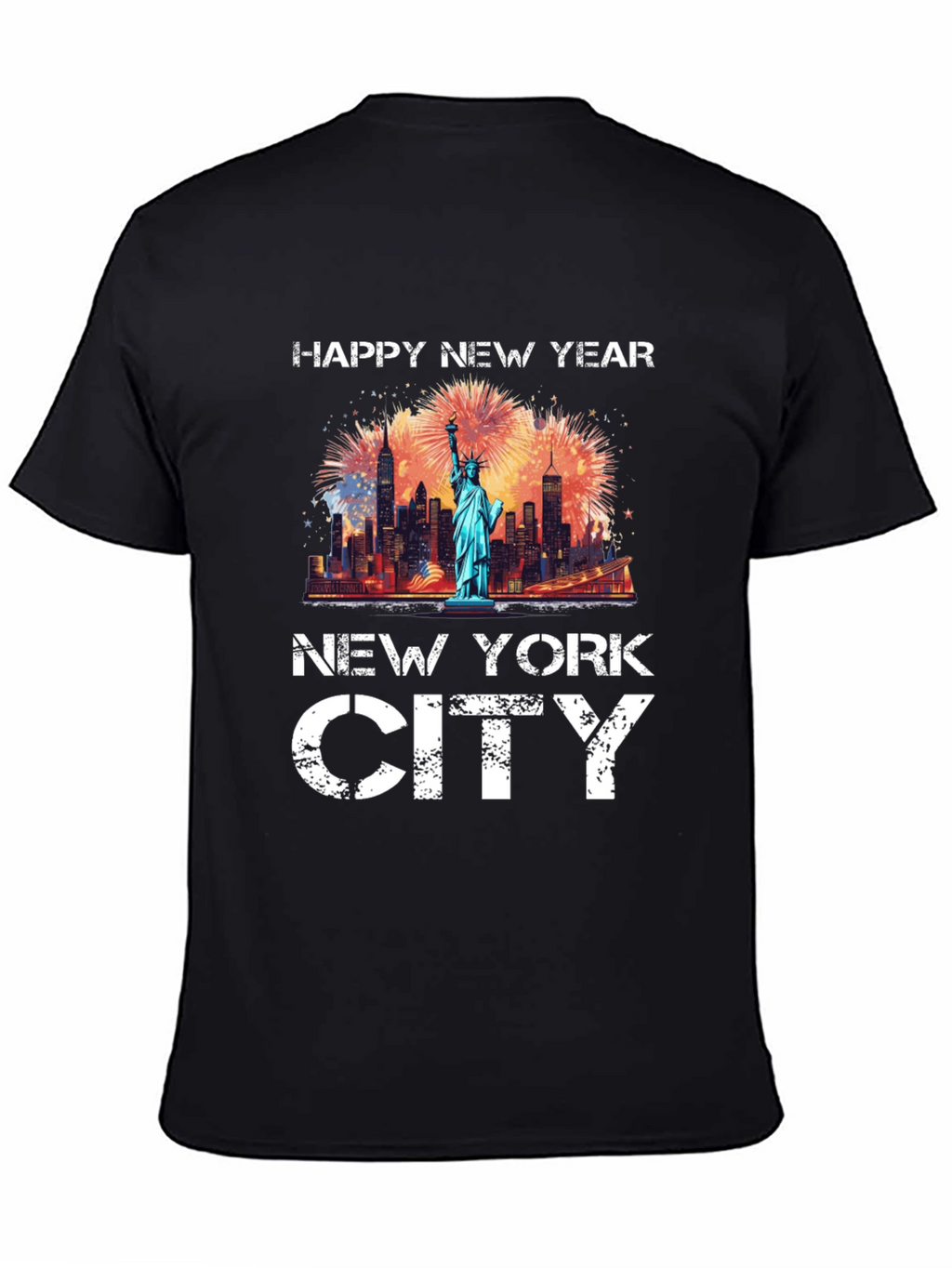 Happy New Year New York City Black T-Shirt