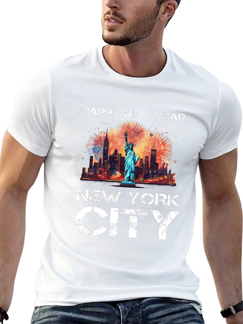 Happy New Year New York City Black T-Shirt