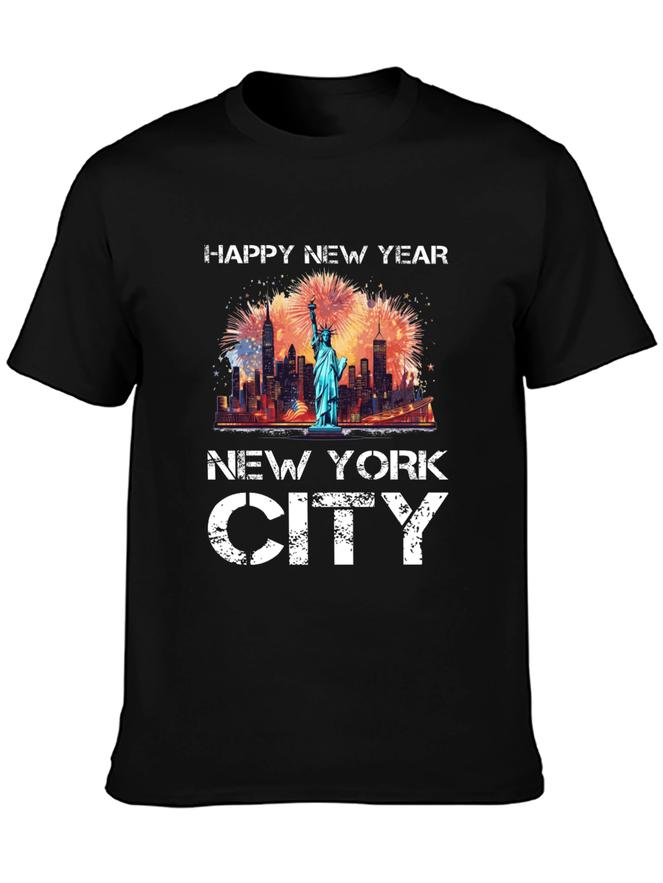 Happy New Year New York City Black T-Shirt