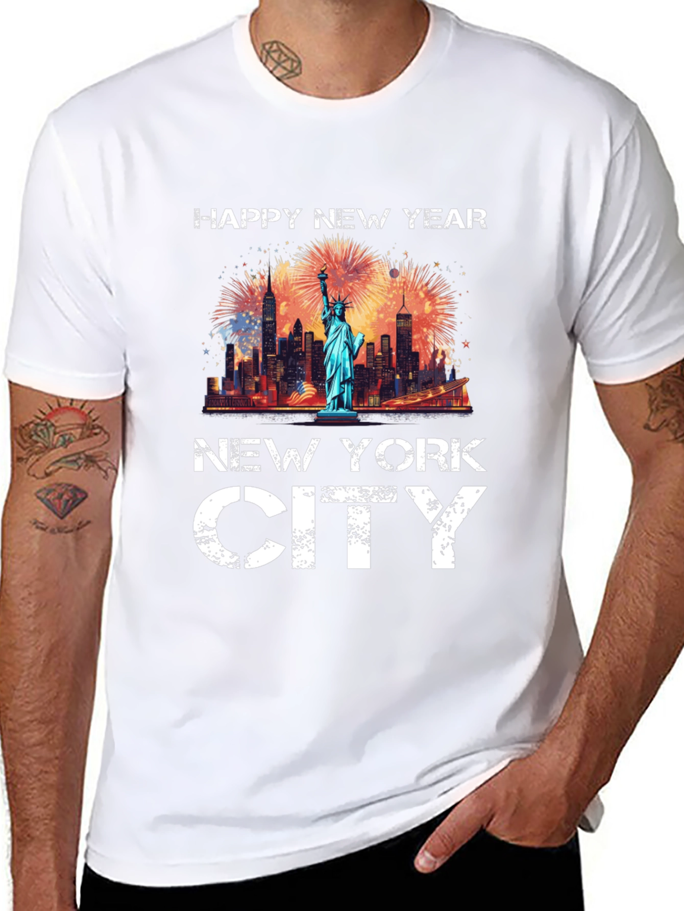 Happy New Year New York City Black T-Shirt